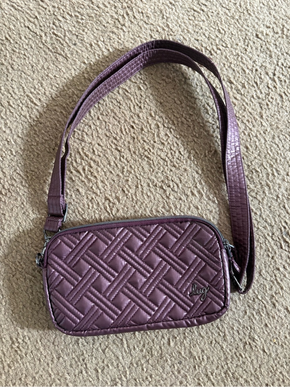lug Quilted Plum Crossbody Bag